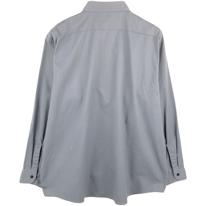80'S Osh Kosh B'GOSH Long-Sleeve Work Shirt, Made in USA, Men's XL (approx.), Vintage polyester gray type Vintage Second Hand