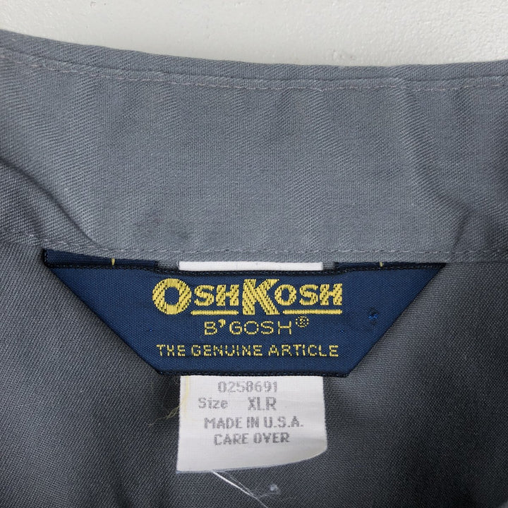 80'S Osh Kosh B'GOSH Long-Sleeve Work Shirt, Made in USA, Men's XL (approx.), Vintage polyester gray type Vintage Second Hand