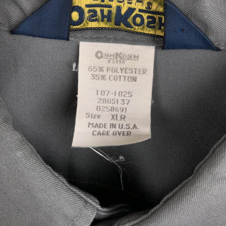 80'S Osh Kosh B'GOSH Long-Sleeve Work Shirt, Made in USA, Men's XL (approx.), Vintage polyester gray type Vintage Second Hand