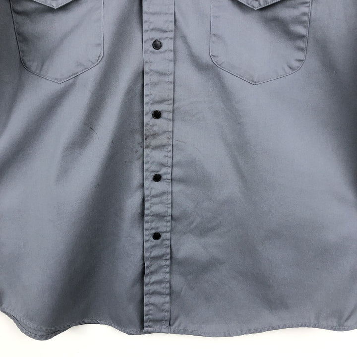 80'S Osh Kosh B'GOSH Long-Sleeve Work Shirt, Made in USA, Men's XL (approx.), Vintage polyester gray type Vintage Second Hand