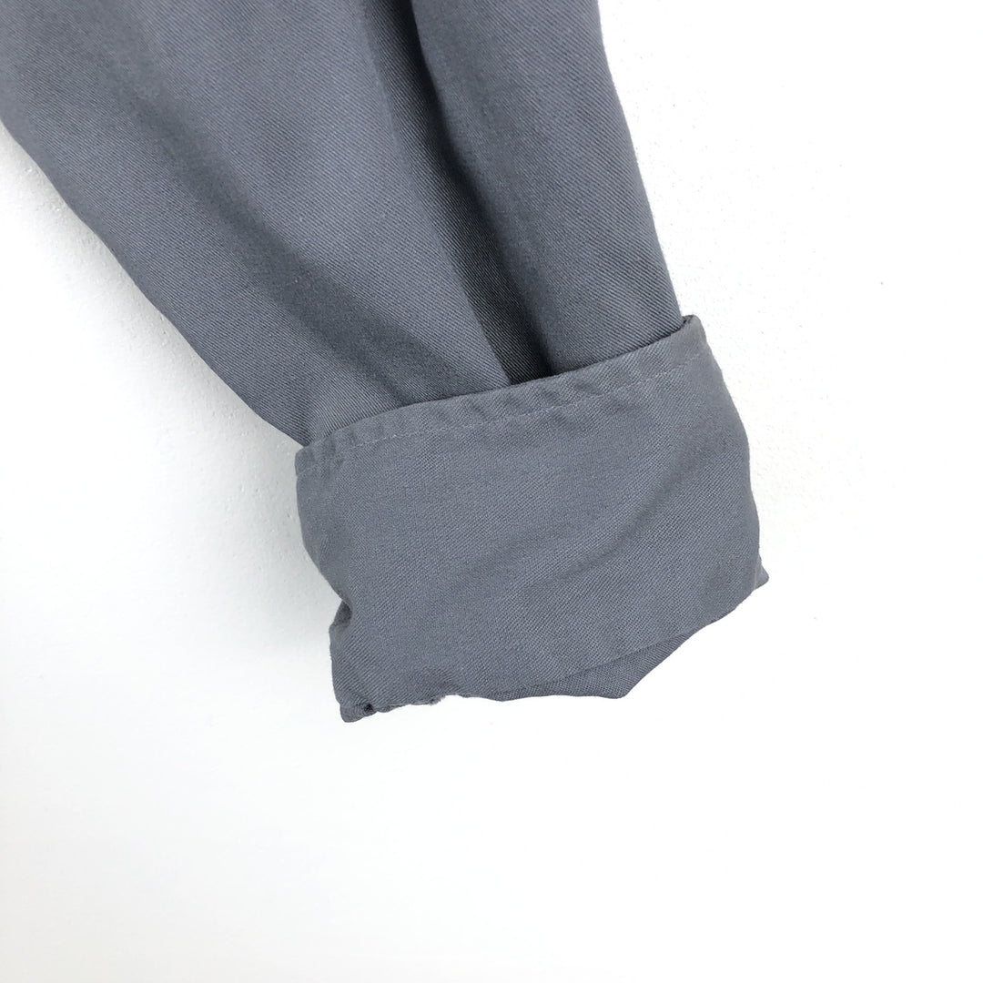 80'S Osh Kosh B'GOSH Long-Sleeve Work Shirt, Made in USA, Men's XL (approx.), Vintage polyester gray type Vintage Second Hand