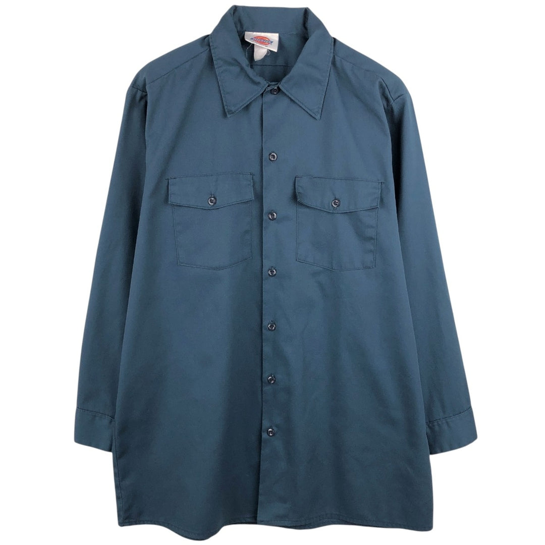 90'S Dickies Long-Sleeve Work Shirt, Boxy Shirt, Men's Size XL (Equivalent), Vintage unclear navy blue type Vintage Second Hand