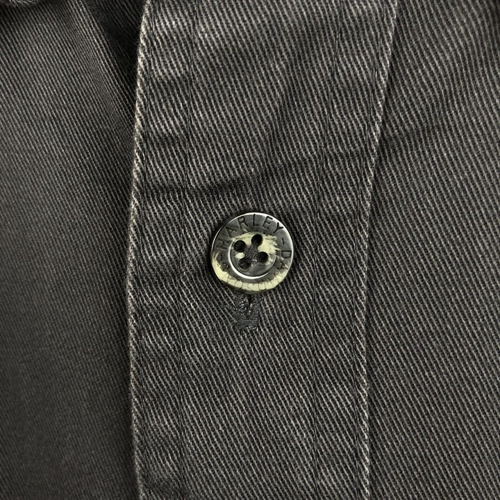 Harley-Davidson Skull Pattern Hidden Button-Down Long-Sleeve Work Shirt (Men's Size L) cotton black type Vintage Second Hand
