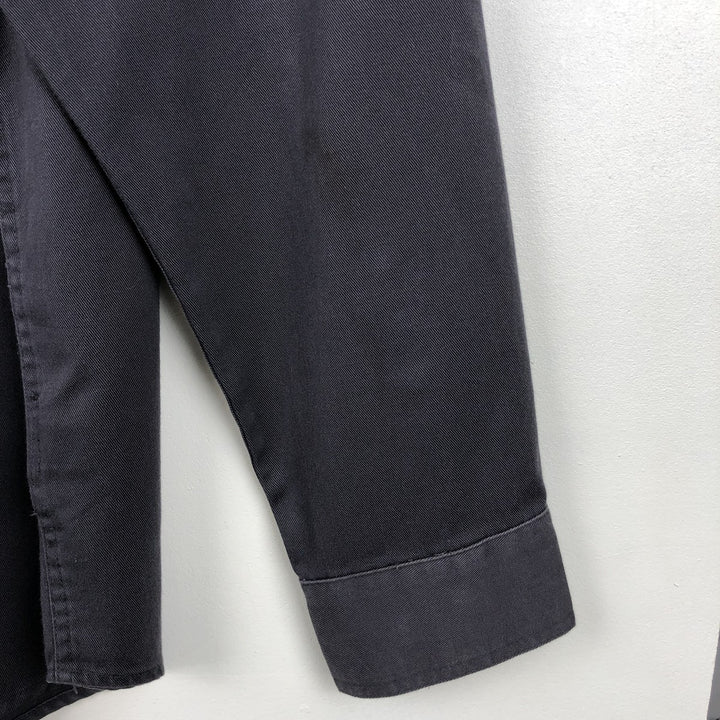 Harley-Davidson Skull Pattern Hidden Button-Down Long-Sleeve Work Shirt (Men's Size L) cotton black type Vintage Second Hand