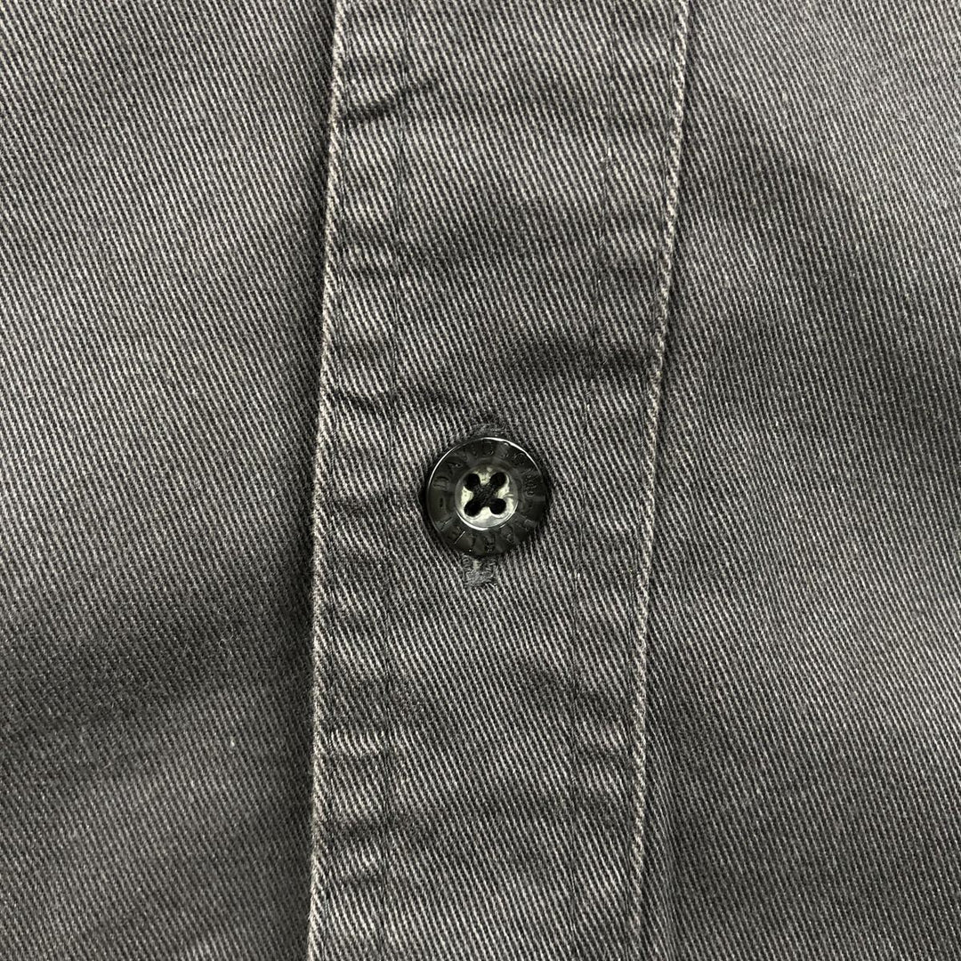 Harley-Davidson Skull Pattern Hidden Button-Down Long-Sleeve Work Shirt (Men's Size L) cotton black type Vintage Second Hand