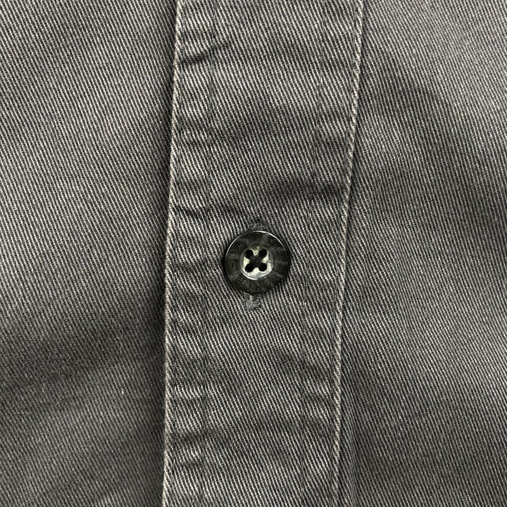 Harley-Davidson Skull Pattern Hidden Button-Down Long-Sleeve Work Shirt (Men's Size L) cotton black type Vintage Second Hand