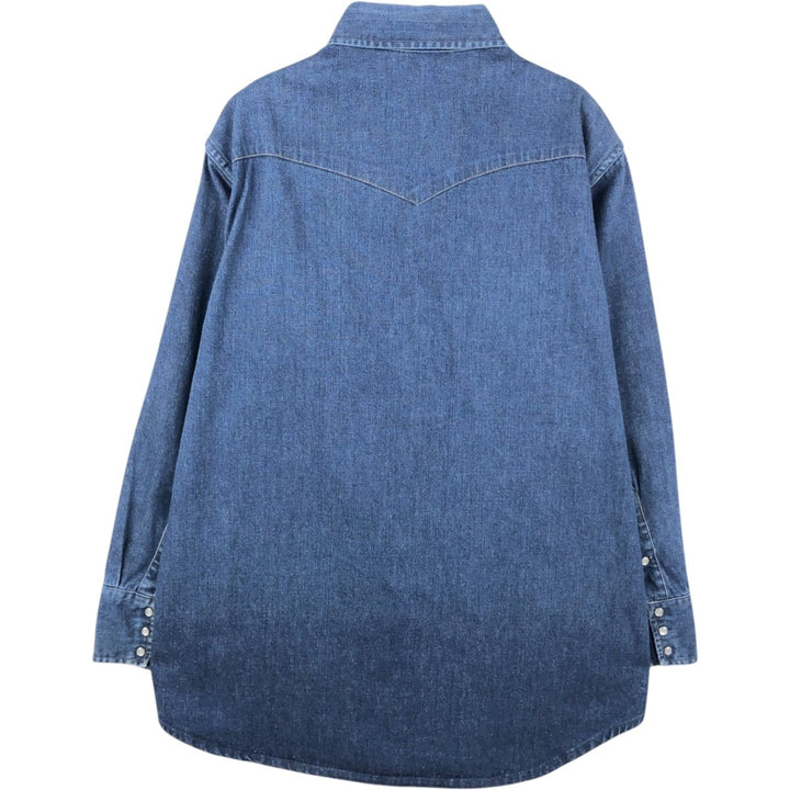 80s-90'S Carhartt Long-Sleeve Denim Western Shirt, Men's Size XL (Vintage) unclear blue type Vintage Second Hand