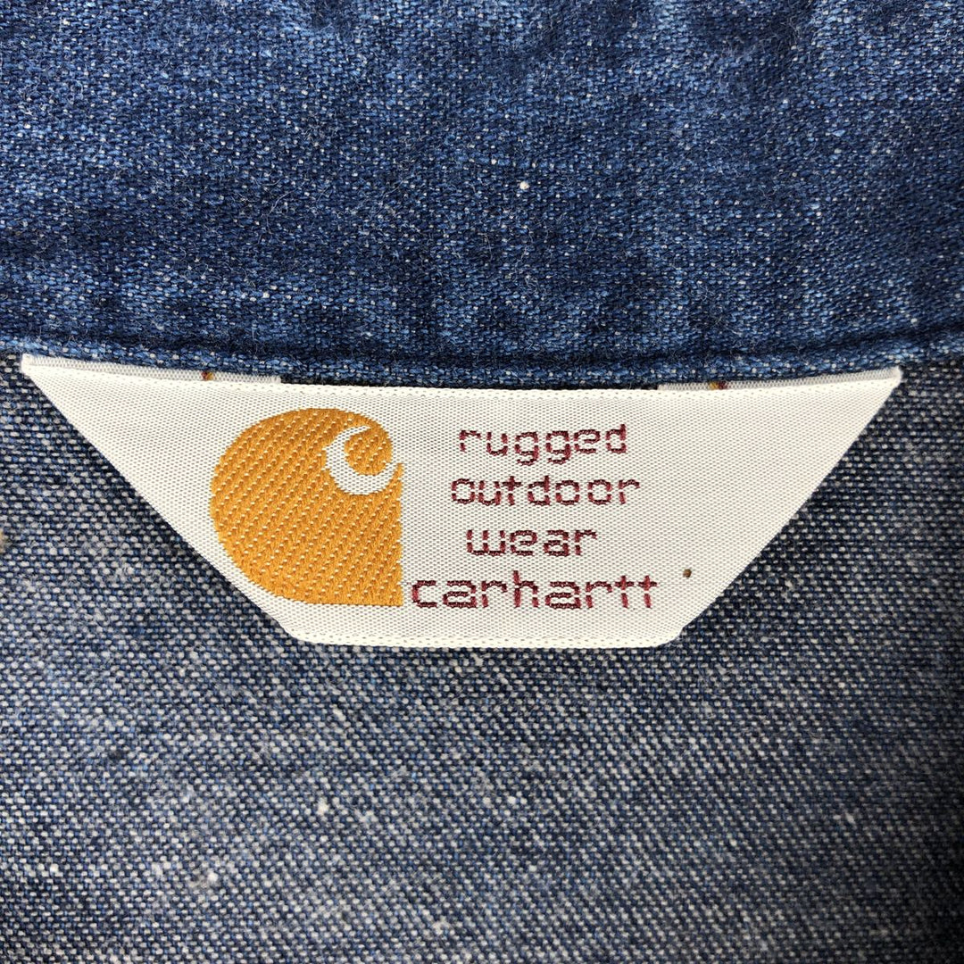 80s-90'S Carhartt Long-Sleeve Denim Western Shirt, Men's Size XL (Vintage) unclear blue type Vintage Second Hand