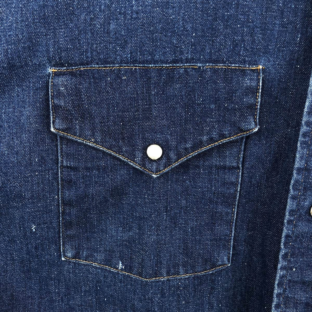 80s-90'S Carhartt Long-Sleeve Denim Western Shirt, Men's Size XL (Vintage) unclear blue type Vintage Second Hand