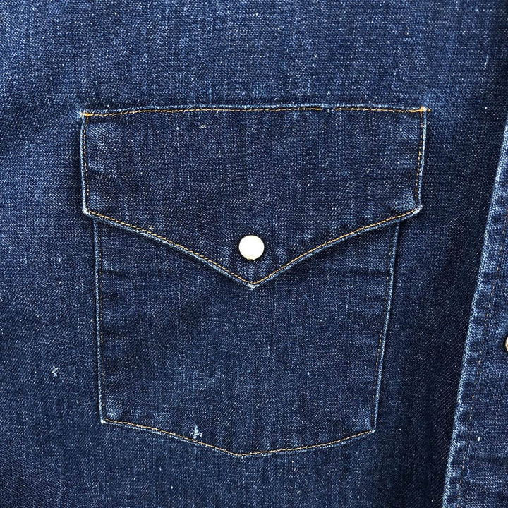 80s-90'S Carhartt Long-Sleeve Denim Western Shirt, Men's Size XL (Vintage) unclear blue type Vintage Second Hand