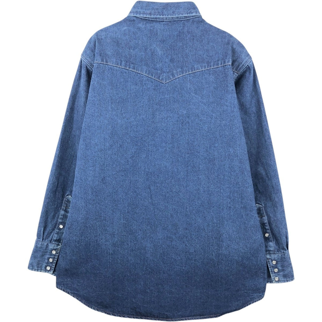 80s-90'S Carhartt Long-Sleeve Denim Western Shirt, Men's Size XL (Vintage) unclear blue type Vintage Second Hand