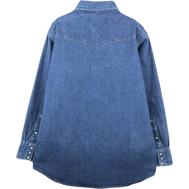 80s-90'S Carhartt Long-Sleeve Denim Western Shirt, Men's Size XL (Vintage) unclear blue type Vintage Second Hand