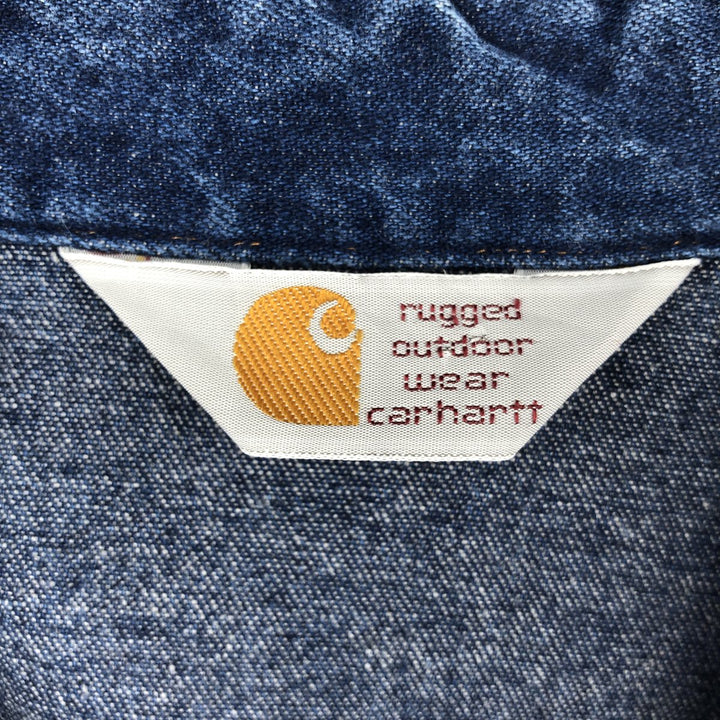 80s-90'S Carhartt Long-Sleeve Denim Western Shirt, Men's Size XL (Vintage) unclear blue type Vintage Second Hand