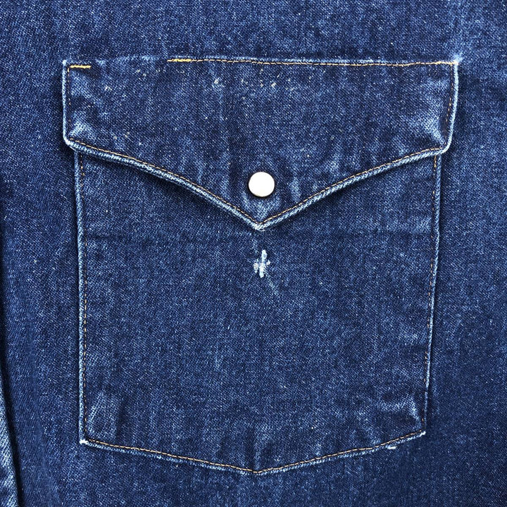 80s-90'S Carhartt Long-Sleeve Denim Western Shirt, Men's Size XL (Vintage) unclear blue type Vintage Second Hand