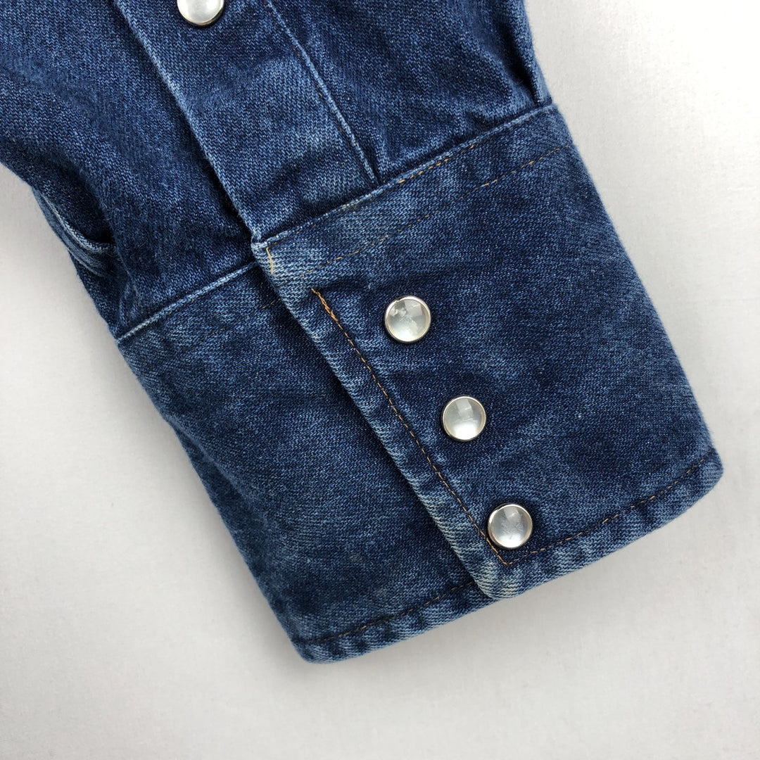 80s-90'S Carhartt Long-Sleeve Denim Western Shirt, Men's Size XL (Vintage) unclear blue type Vintage Second Hand