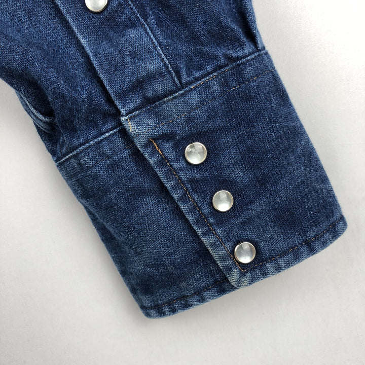 80s-90'S Carhartt Long-Sleeve Denim Western Shirt, Men's Size XL (Vintage) unclear blue type Vintage Second Hand