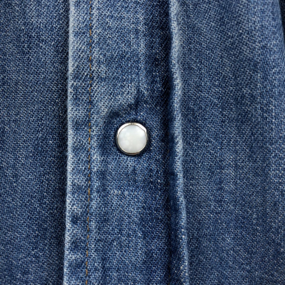 70s-80'S Levi's 60649-1117 Orange Tab Long-Sleeve Denim Western Shirt, Made in USA, Men's Size M (Equivalent), Vintage cotton blue type Vintage Second Hand