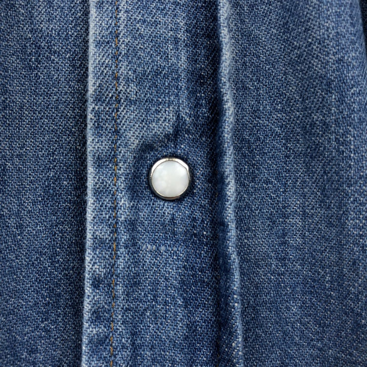 70s-80'S Levi's 60649-1117 Orange Tab Long-Sleeve Denim Western Shirt, Made in USA, Men's Size M (Equivalent), Vintage cotton blue type Vintage Second Hand