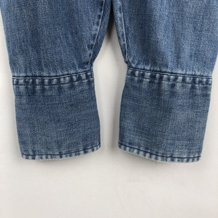 70s-80'S Levi's 60649-1117 Orange Tab Long-Sleeve Denim Western Shirt, Made in USA, Men's Size M (Equivalent), Vintage cotton blue type Vintage Second Hand