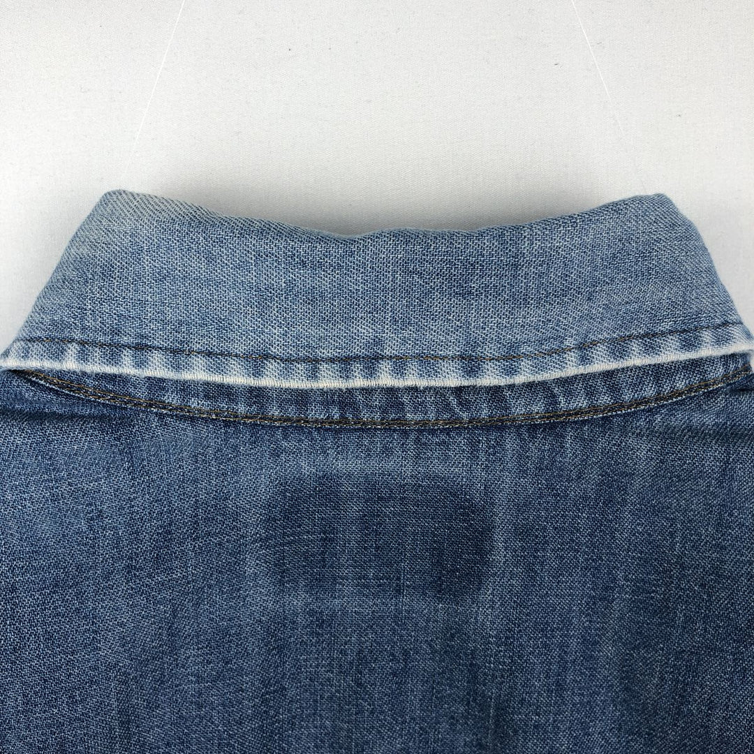 70s-80'S Levi's 60649-1117 Orange Tab Long-Sleeve Denim Western Shirt, Made in USA, Men's Size M (Equivalent), Vintage cotton blue type Vintage Second Hand