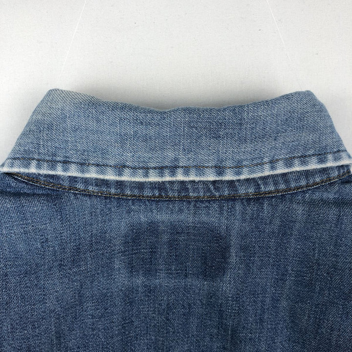 70s-80'S Levi's 60649-1117 Orange Tab Long-Sleeve Denim Western Shirt, Made in USA, Men's Size M (Equivalent), Vintage cotton blue type Vintage Second Hand