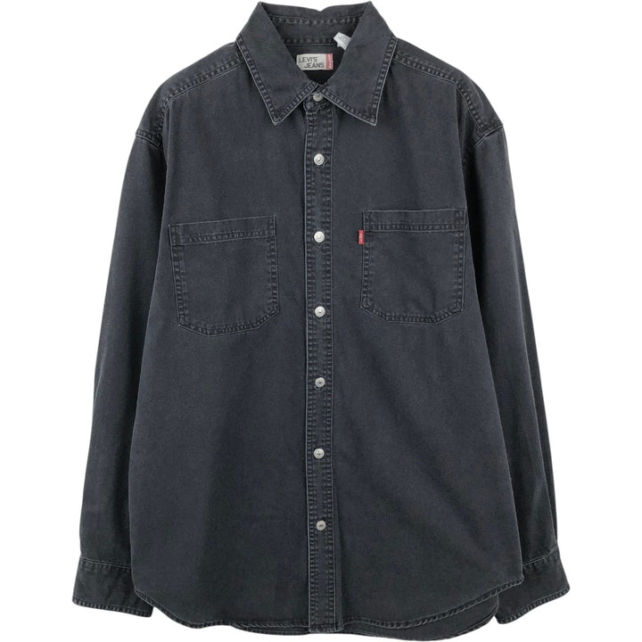 90s-00'S Levi's long-sleeved black denim shirt, men's size M (approx.), vintage. cotton black type Vintage Second Hand