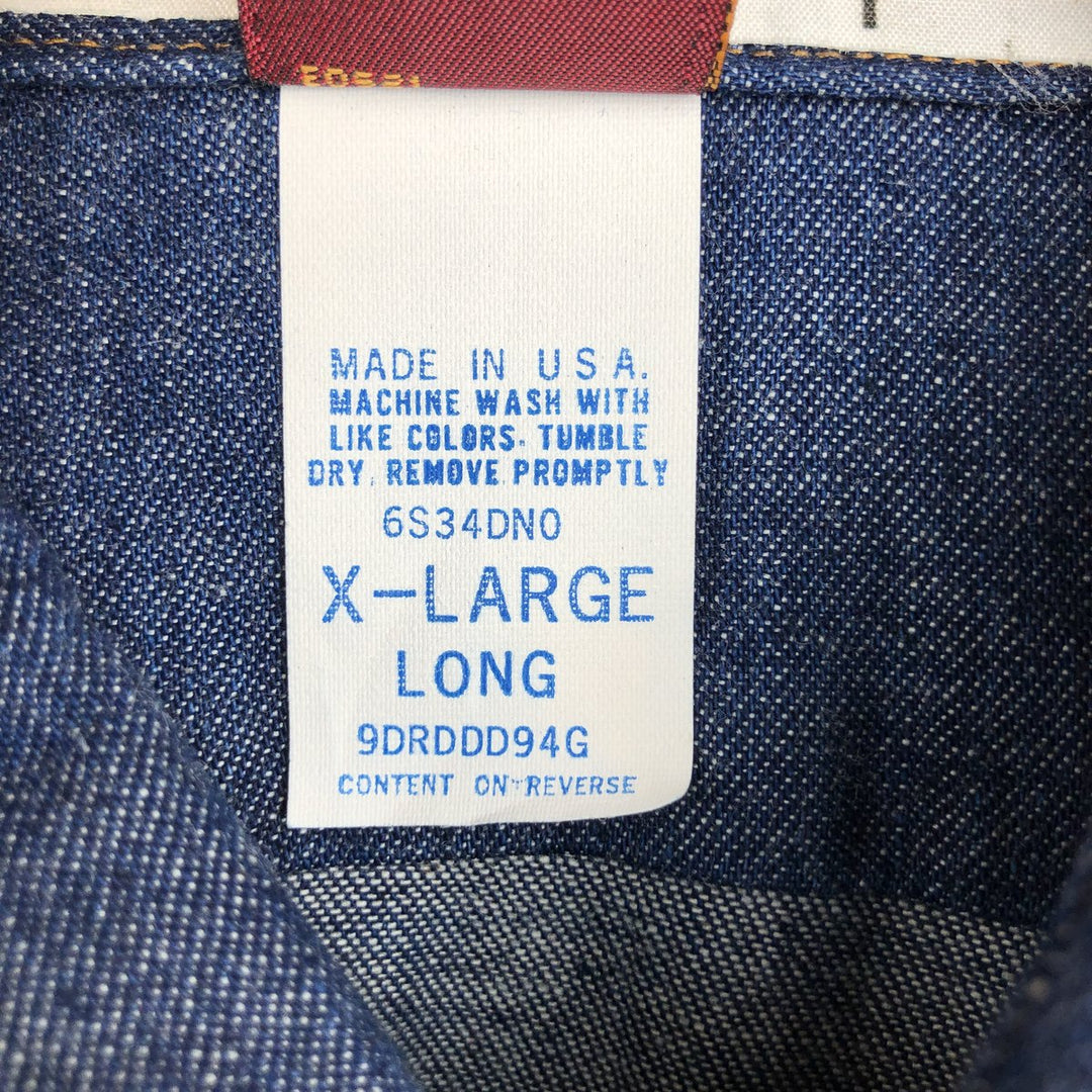 80'S Big Ben Bat Dye Long Sleeve Denim Shirt, Made in USA, Men's XL (approx.), Vintage cotton navy blue type Vintage Second Hand