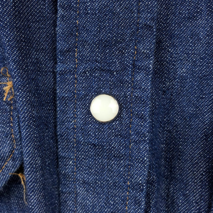 80'S Big Ben Bat Dye Long Sleeve Denim Shirt, Made in USA, Men's XL (approx.), Vintage cotton navy blue type Vintage Second Hand