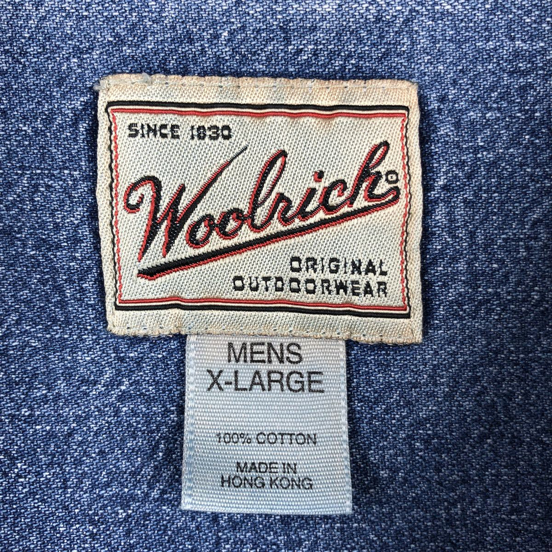 90s-00'S Woolrich long-sleeved button-down denim shirt, men's size XL. cotton blue type Vintage Second Hand