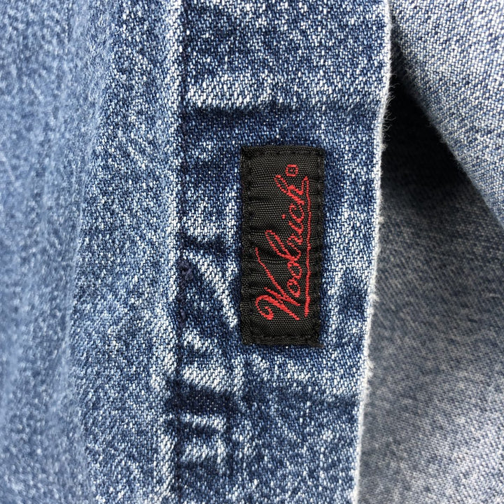 90s-00'S Woolrich long-sleeved button-down denim shirt, men's size XL. cotton blue type Vintage Second Hand