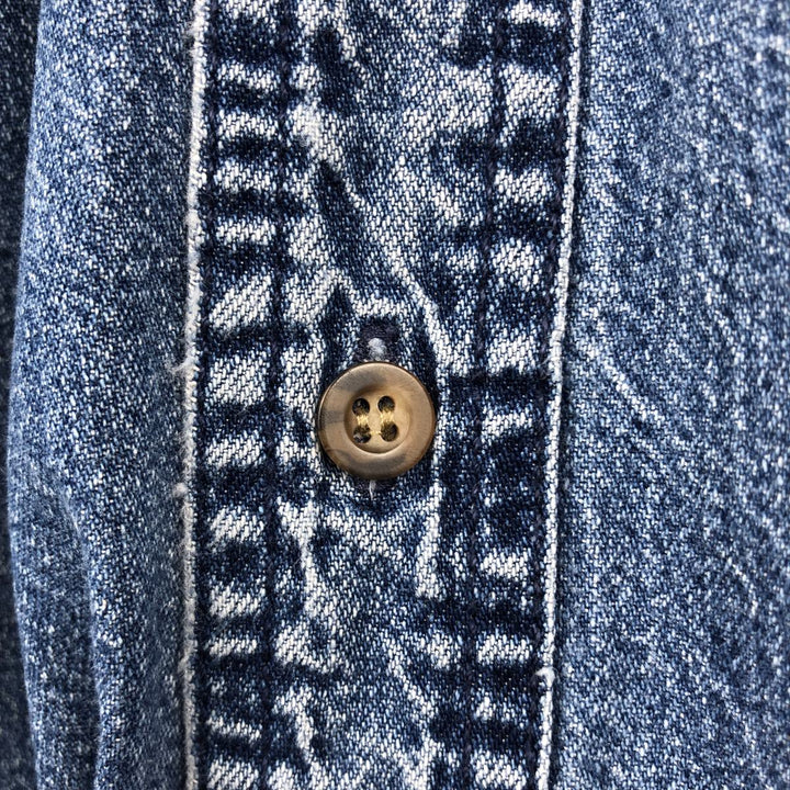 90s-00'S Woolrich long-sleeved button-down denim shirt, men's size XL. cotton blue type Vintage Second Hand