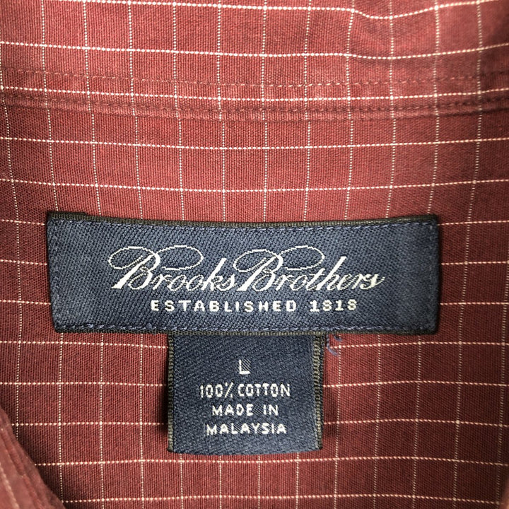 Brooks Brothers Long Sleeve Button-Down Check Shirt, Men's Size L cotton red type reddish brown Vintage Second Hand