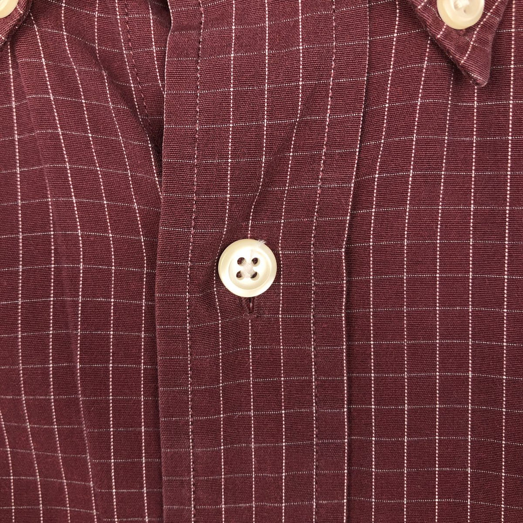 Brooks Brothers Long Sleeve Button-Down Check Shirt, Men's Size L cotton red type reddish brown Vintage Second Hand