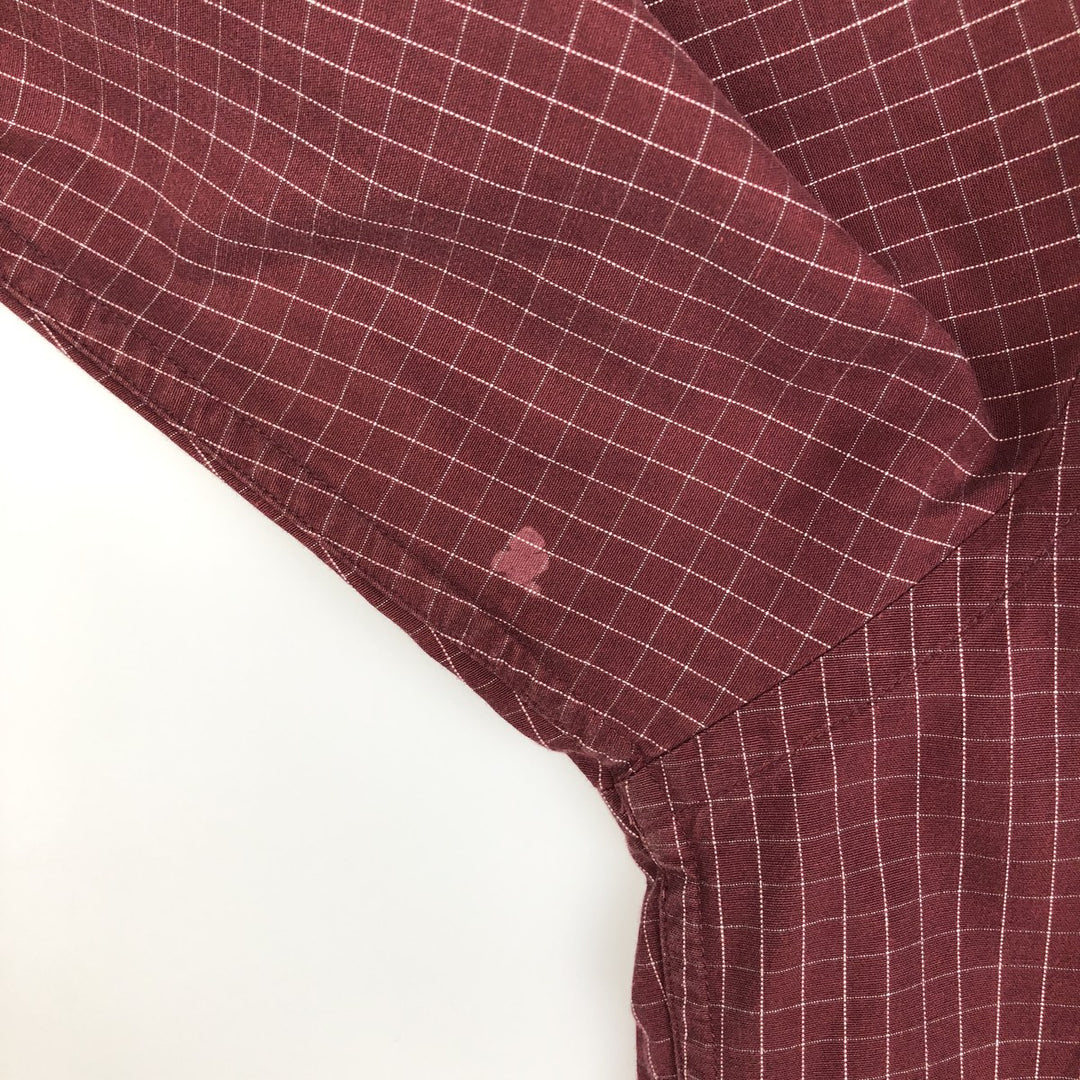 Brooks Brothers Long Sleeve Button-Down Check Shirt, Men's Size L cotton red type reddish brown Vintage Second Hand