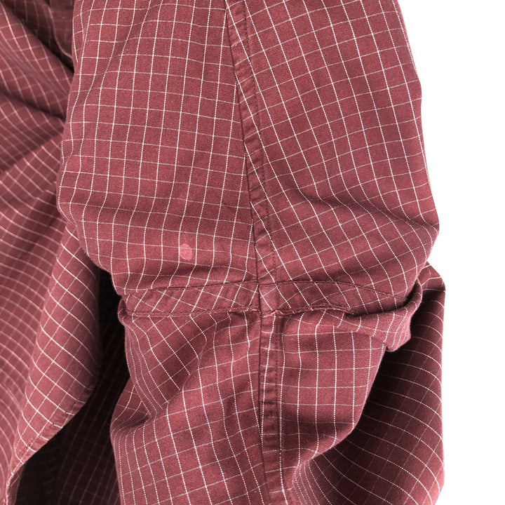 Brooks Brothers Long Sleeve Button-Down Check Shirt, Men's Size L cotton red type reddish brown Vintage Second Hand