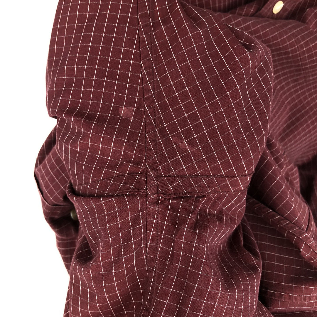 Brooks Brothers Long Sleeve Button-Down Check Shirt, Men's Size L cotton red type reddish brown Vintage Second Hand