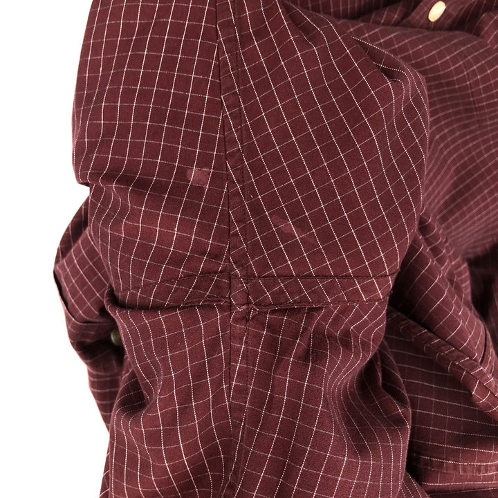 Brooks Brothers Long Sleeve Button-Down Check Shirt, Men's Size L cotton red type reddish brown Vintage Second Hand