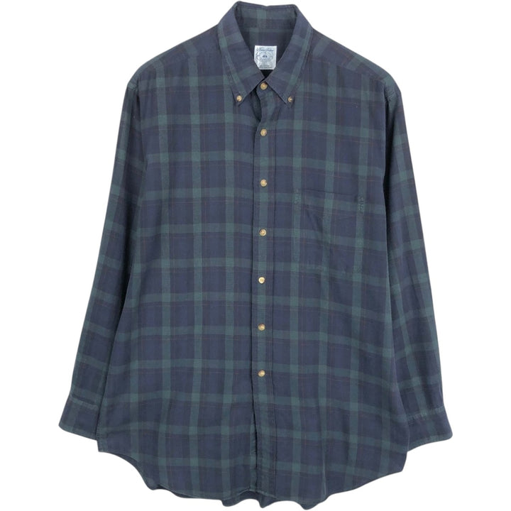 Brooks Brothers Est.1818 Long Sleeve Button-Down Check Shirt, Men's Size L cotton Green type dark green Vintage Second Hand