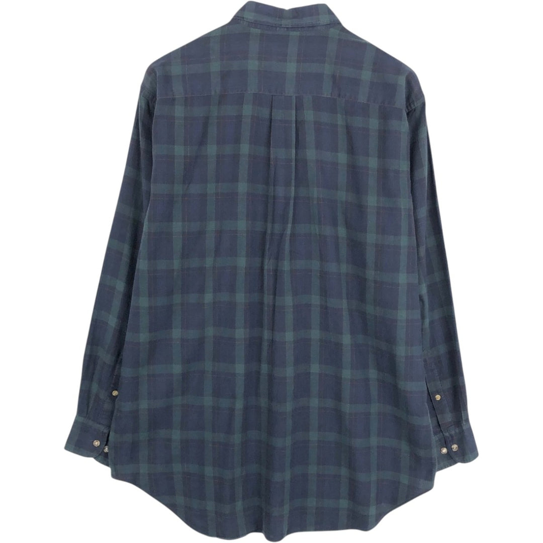 Brooks Brothers Est.1818 Long Sleeve Button-Down Check Shirt, Men's Size L cotton Green type dark green Vintage Second Hand