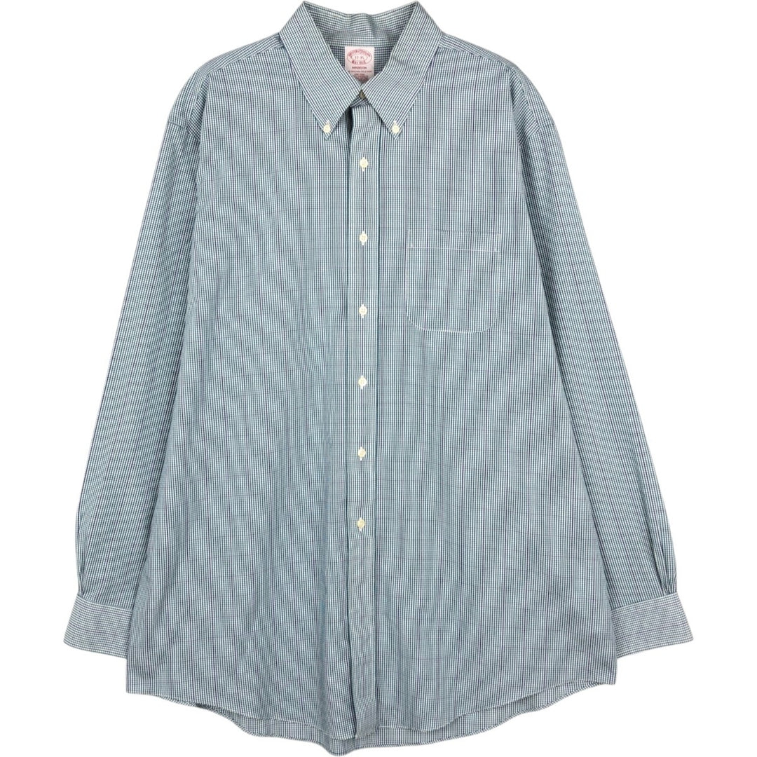 Brooks Brothers Est.1818 MADISON Long Sleeve Button-Down Check Shirt, Men's XL Supima Cotton green type Vintage Second Hand