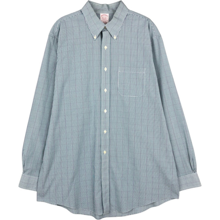 Brooks Brothers Est.1818 MADISON Long Sleeve Button-Down Check Shirt, Men's XL Supima Cotton green type Vintage Second Hand