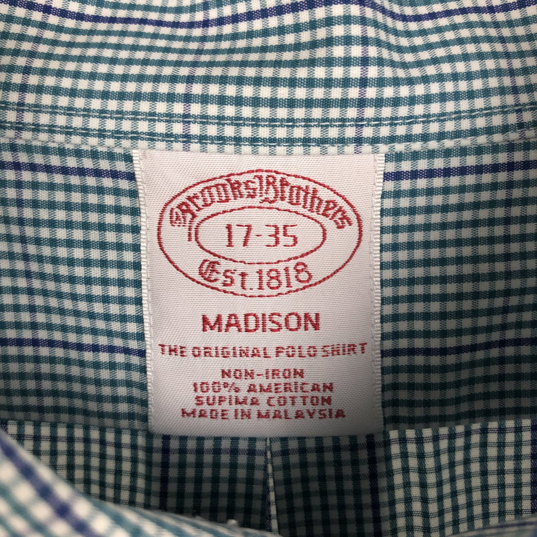 Brooks Brothers Est.1818 MADISON Long Sleeve Button-Down Check Shirt, Men's XL Supima Cotton green type Vintage Second Hand