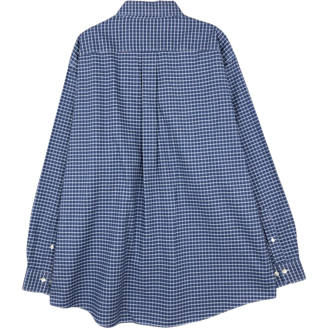 Brooks Brothers Est.1818 MADISON Long Sleeve Button-Down Check Shirt, Men's XL Supima Cotton navy blue type Vintage Second Hand