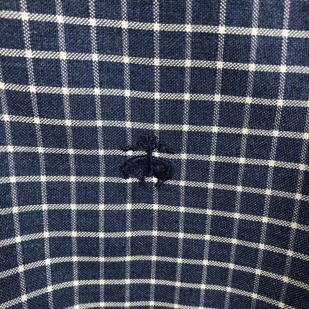 Brooks Brothers Est.1818 MADISON Long Sleeve Button-Down Check Shirt, Men's XL Supima Cotton navy blue type Vintage Second Hand