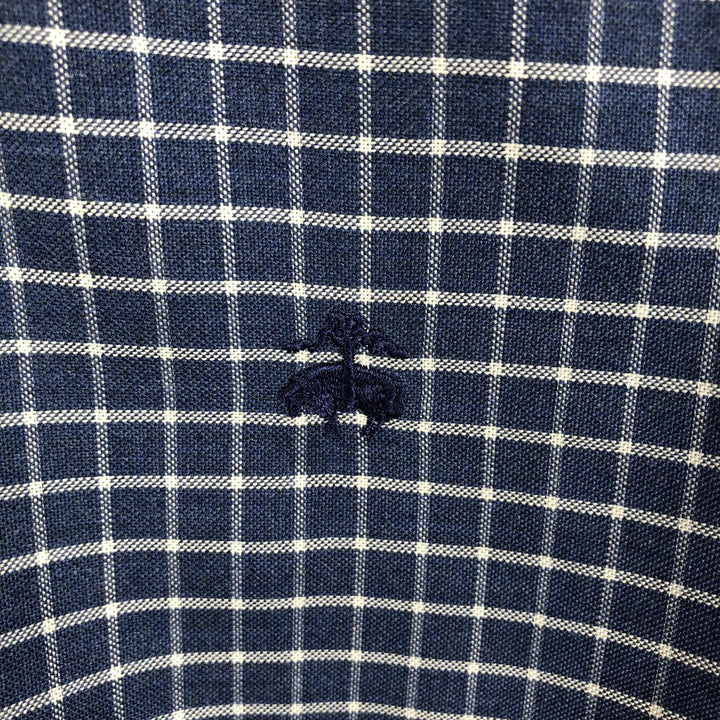 Brooks Brothers Est.1818 MADISON Long Sleeve Button-Down Check Shirt, Men's XL Supima Cotton navy blue type Vintage Second Hand