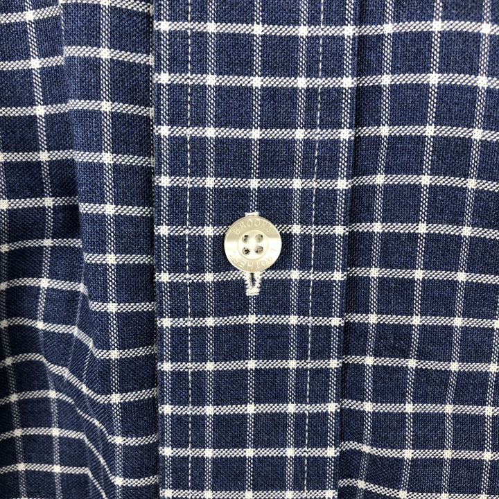 Brooks Brothers Est.1818 MADISON Long Sleeve Button-Down Check Shirt, Men's XL Supima Cotton navy blue type Vintage Second Hand
