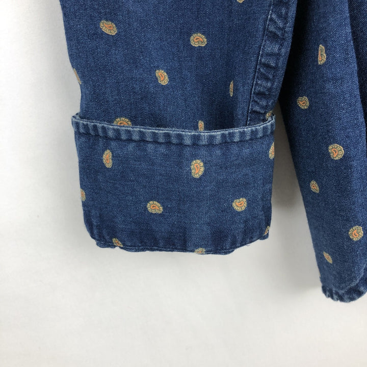Brooks Brothers Red Fleece All-Over Paisley Pattern Long-Sleeve Button-Down Shirt, Men's Size L (approx.) cotton Navy blue Vintage Second Hand