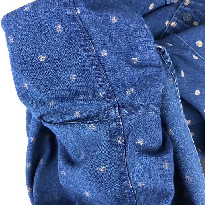 Brooks Brothers Red Fleece All-Over Paisley Pattern Long-Sleeve Button-Down Shirt, Men's Size L (approx.) cotton Navy blue Vintage Second Hand