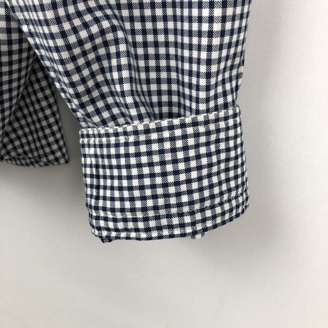 Banana Republic Untucked Fit Gingham Check Long-Sleeve Button-Down Check Shirt (Men's Size L) cotton navy blue type Vintage Second Hand