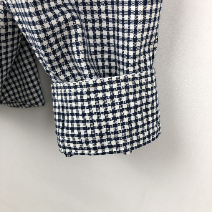 Banana Republic Untucked Fit Gingham Check Long-Sleeve Button-Down Check Shirt (Men's Size L) cotton navy blue type Vintage Second Hand